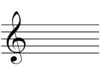 the treble clef is shown on a white background